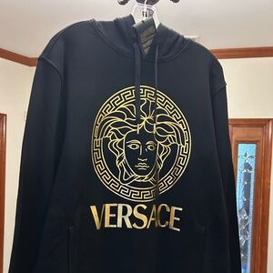 Men’s Versace black/gold Medusa head, cotton hoodie size XL made in Italy